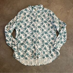 Cynthia Rowley Printed Button Down Top 100% Linen
